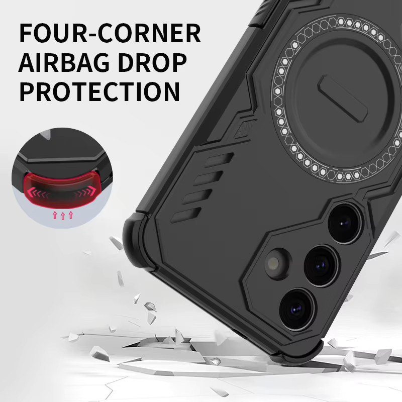 Wärmeableitende Handyhülle mit Magnetverschluss für Samsung Galaxy S25 FE S26 Ultra Plus Edge A35 A36 A55 A56 A37 A57 in Schwarz - Bild 3