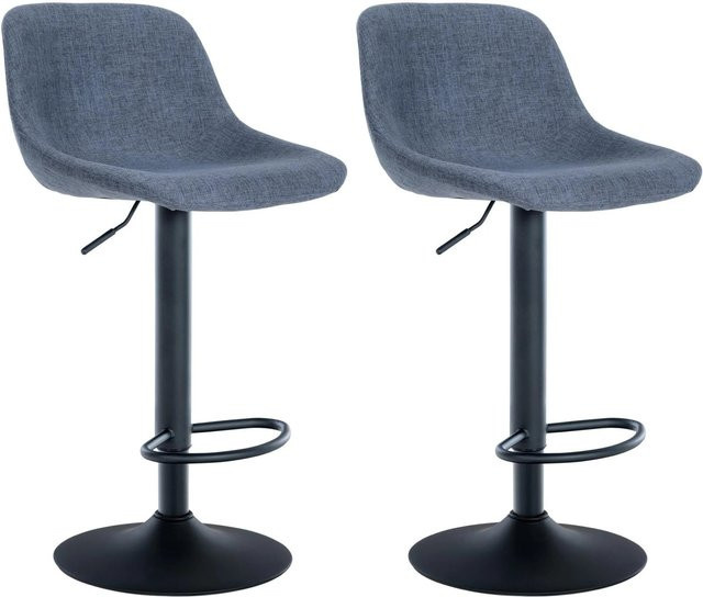 DELUKE 2er Set Barhocker HODOR in Blau, höhenverstellbare Barstühle mit Lehne und 360 Grad Drehsitz - Bild 1