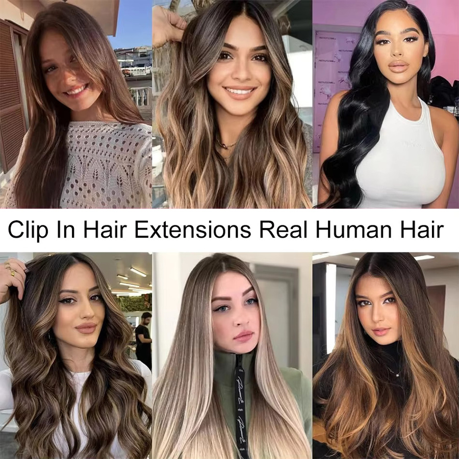 xbeauty Clip-in-Haarverlängerungen, glatt, 120 g, 100 % Echthaar, Schwarz, Damen - Bild 6