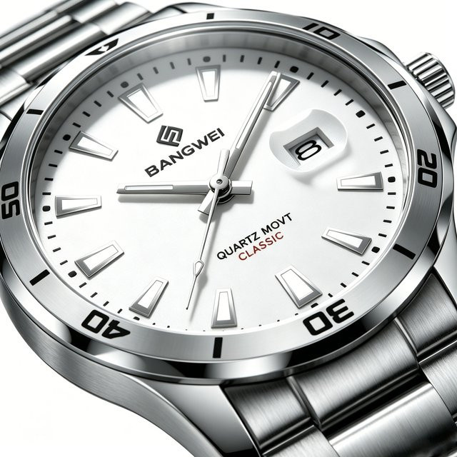 BANGWEI Armbanduhr Edelstahl, Quarz, Silber, Herren - Bild 1