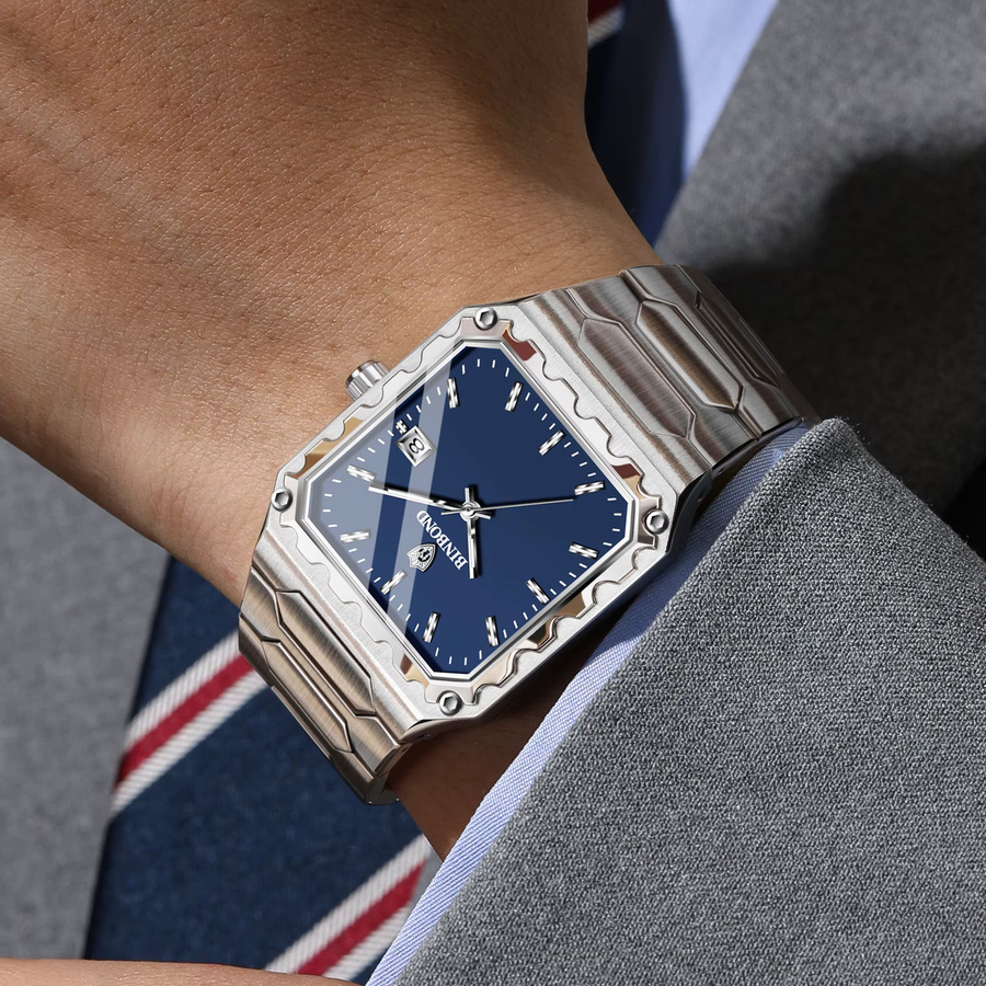 BINBOND Armbanduhr Edelstahl, Quarz, Blau, Silber, Herren - Bild 4