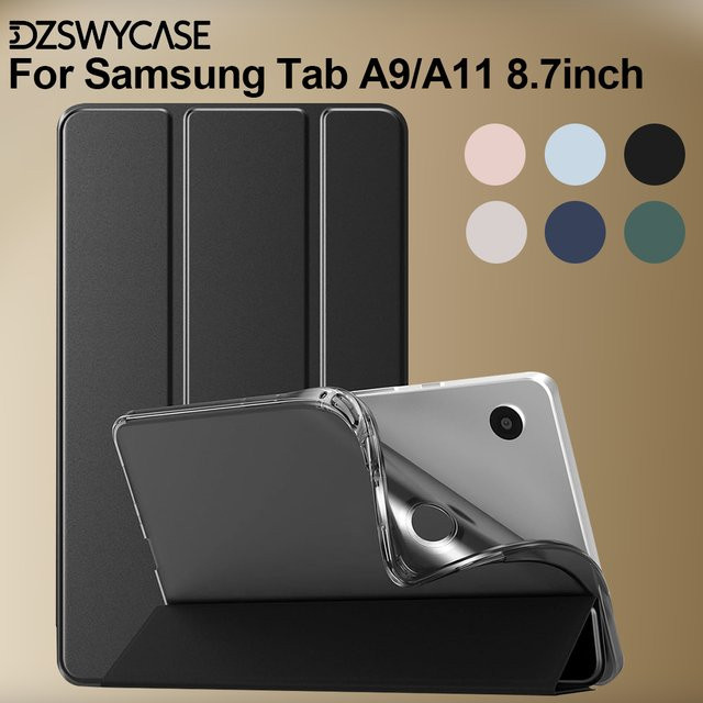 Silikonhülle für Samsung Galaxy Tab A9/A11 8,7 Zoll 2023 2025 mit dreifach faltbarer Standabdeckung und Auto-Sleep-Funktion in Blau oder Schwarz - Bild 1