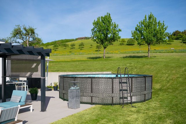 Summer Waves Elite Pool in Grau mit rostfreiem, verzinktem Stahl, B/T/H: 549 x 549 x 132 cm - Bild 2