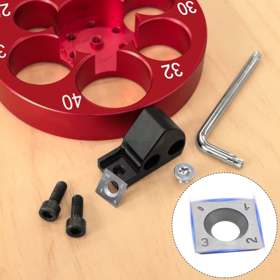 Wnew Verstellbares Dübel-Herstellungs-Set aus Stahl in Rot mit Hartmetallklingen für Elektrobohrer, Rundstab-Hersteller für Holzbearbeitung, 8-20mm und 25-40mm - Bild 4