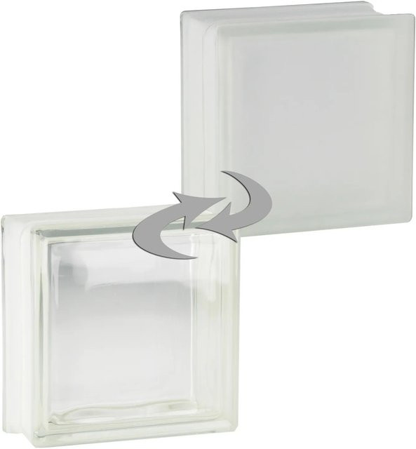 Fuchs Design Glasbaustein Vollsicht, 1-seitig satiniert, Transparent/Weiss, B/T/H: 19 x 8 x 19 cm - Bild 1