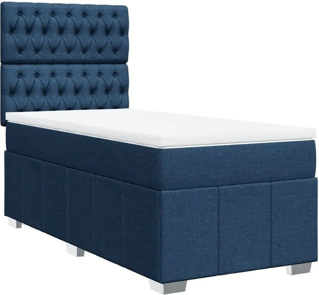 vidaXL Boxspringbett Hybrid mit Matratze und Taschenfederkern, Blau, B/T/H: 80 x 200 x 140,5 cm - Bild 1
