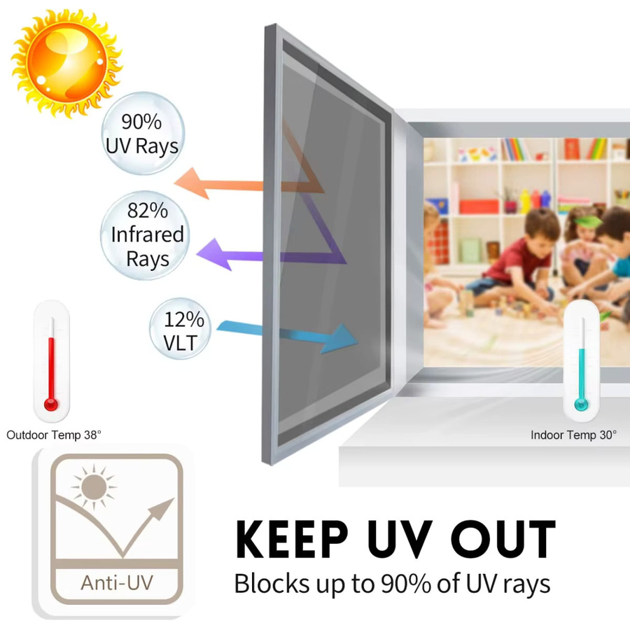 AFDB Einweg-Spiegelfolie selbstklebend als UV- und Sonnenschutz sowie reflektierende Sichtschutzfolie in Schwarz/Silber - Bild 2
