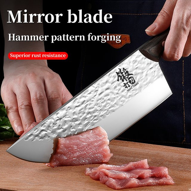 PLYS Geschmiedetes Fleischschneidemesser in Silber als professionelles Hackmesser für Schweinefleisch und Knochen - Bild 1