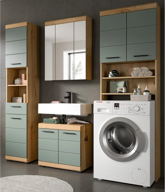 Inn.Furn Badmöbel Set Shawn 4-teilig in Grün und Eiche, Breite: 190 cm - Bild 1