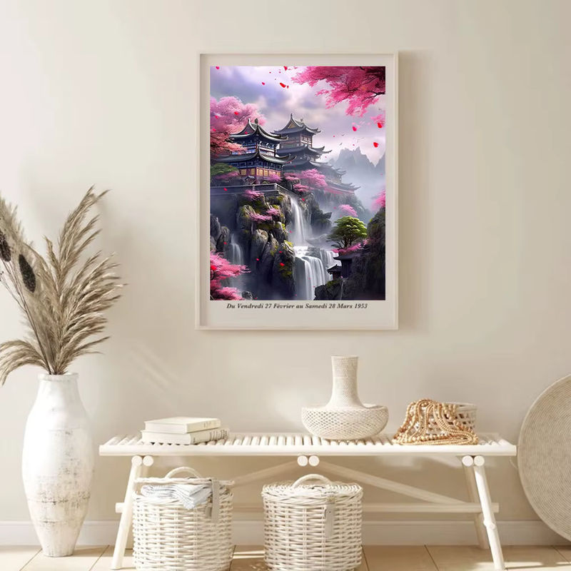 Huacan Diamantmalerei Japanisches Haus Mosaik Blume Wanddekoration Multicolour - Bild 3