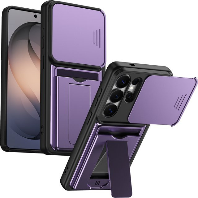 Samsung Handyhülle mit Kartenfach und Ständer sowie Objektivschutz für Galaxy S26 Ultra, S26Plus, A57, A27, A37, A17, A56, A36, A26 in Blau und Lila - Bild 1
