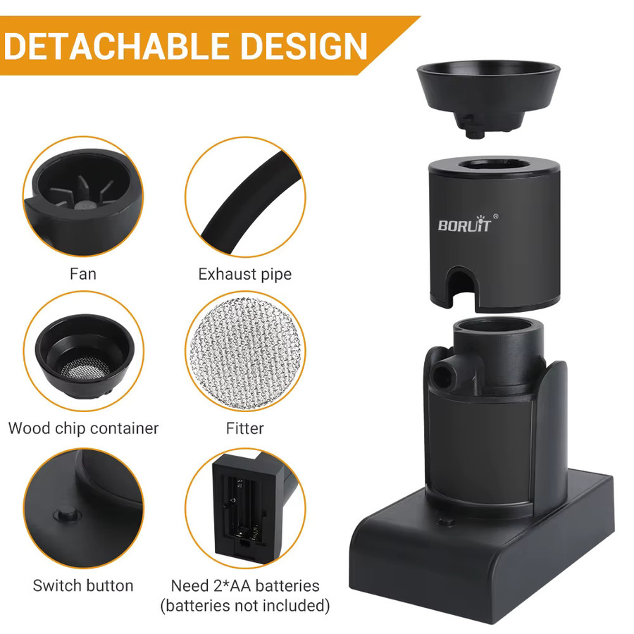 Boruit Raucher Infuser tragbarer Kaltrauchgenerator für Fleisch, Grill und Cocktails in Schwarz - Bild 2