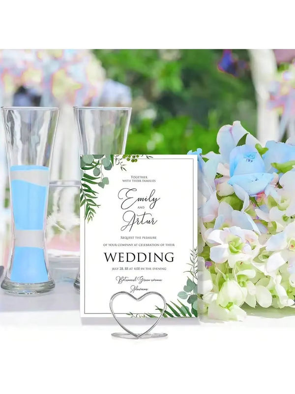 Herzförmiger Tischkartenhalter aus Metall für Hochzeiten und Partys, silber und mehrfarbig - Bild 2