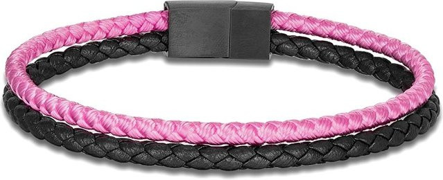 YULIN Herren-Armband, doppelte Lederschnur, rosa, 17cm - Bild 1