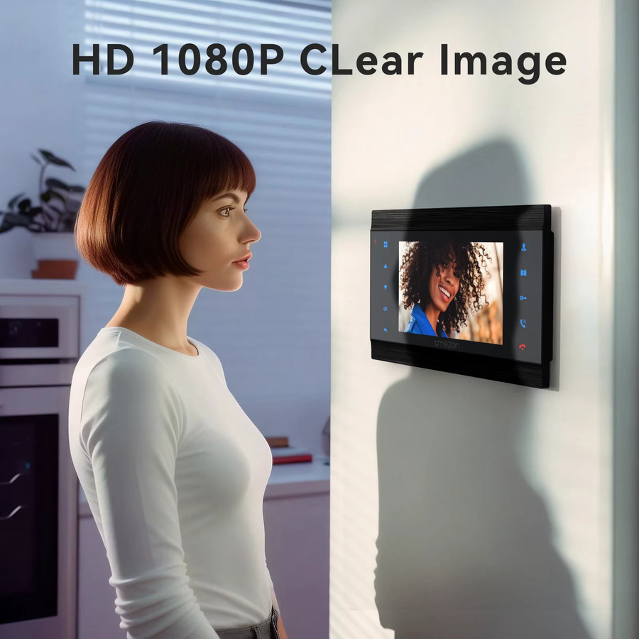 TMEZON Smart Home Video-Gegensprechanlage mit 7 Zoll Touch-Monitor, 1080P WLAN Video-Türsprechanlage und Video-Türklingel, Schwarz - Bild 5