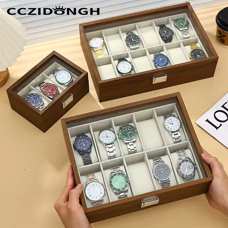 CCZIDONGH Uhrenbox Holz, 12 Fächer, Glasfenster, Unisex - Bild 2