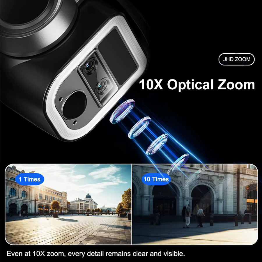 Ls vision 2 in 1 Solar Überwachungskamera Outdoor mit 4G und WiFi, 6K Dual Screen, 10x Zoom, Dual PIR und Auto Tracking, wasserdichte drahtlose CCTV Kamera - Bild 5