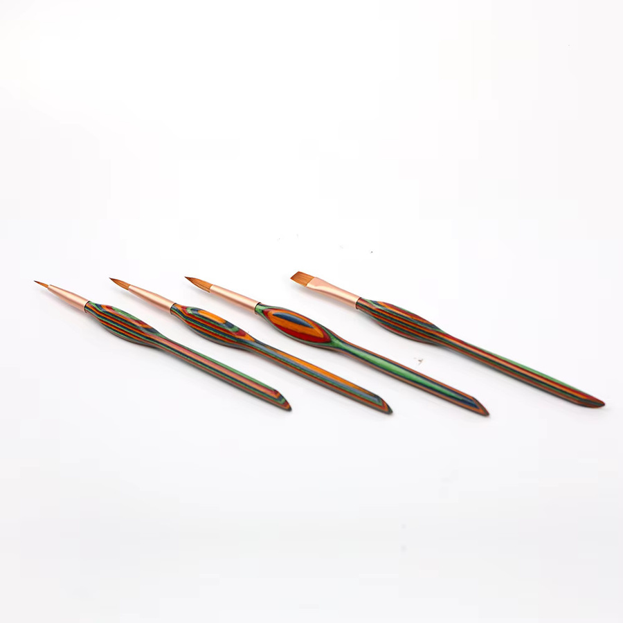 ArtSecret Detailpinsel Set mit Tragetasche, 4er Set aus Holz und Nylon in Gold und Multicolour, Kunstpinsel für Acryl, Öl und Gouache - Bild 3