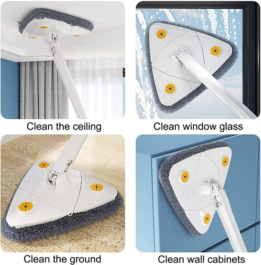 Untior Dreiecks-Mopp mit 360 Grad Twist-Squeeze-Wringer und Mikrofaser für Boden, Wand, Fenster und Bad - Bild 3