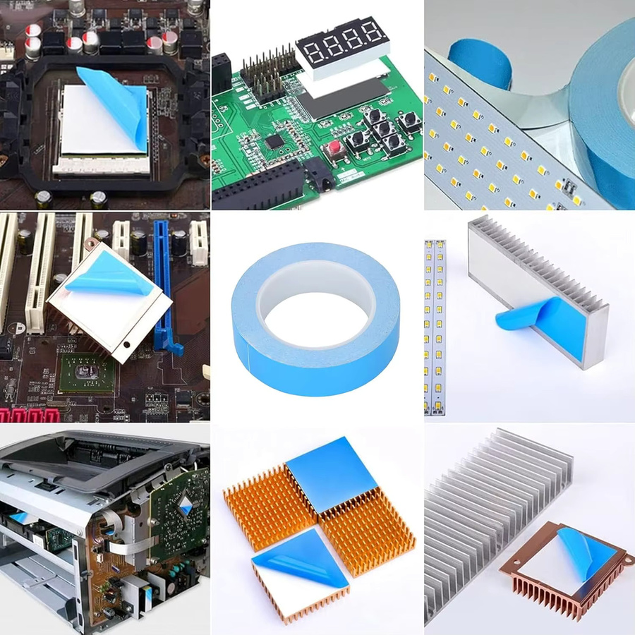Doppelseitiges Transferband als wärmeleitender Kleber für Chip-PCB-LED-Streifen und Kühlkörper in Blau - Bild 5