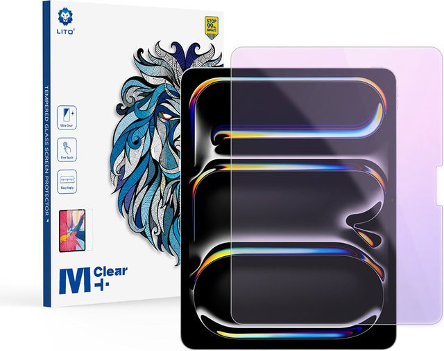 Lito Classic Anti-Blue-Light-Schutzfolie aus gehärtetem Glas für Apple iPad Pro 13 (2024), transparent, Full Glue, 2.5D - Bild 1
