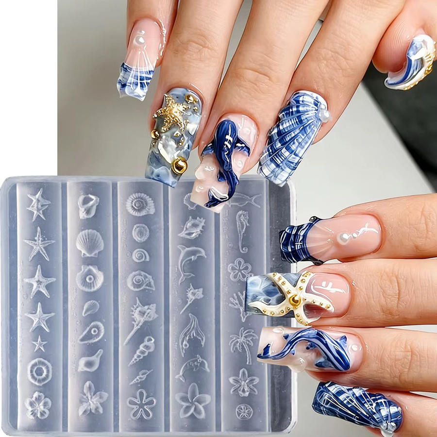 Full Beauty Nagelkunst-Form Silikon, Seestern, Muscheln, Schnecken Muster - Bild 2