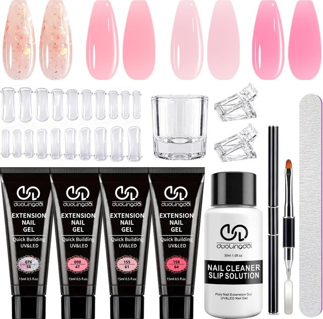 Duolingdai Poly Gel Nagel-Set, 4 Farben, Klares Poly Nagelgel - Bild 1