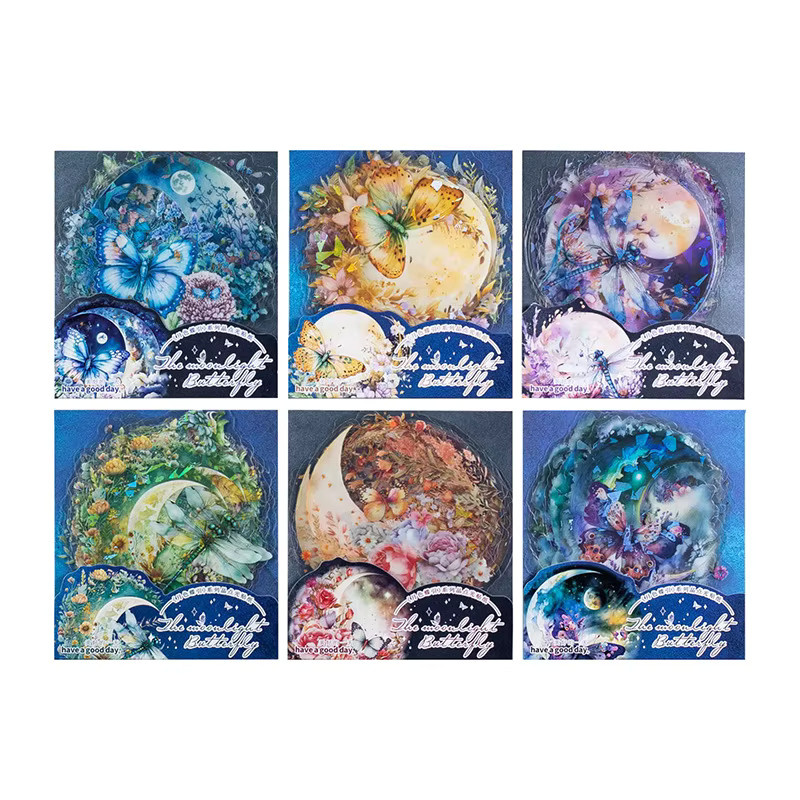 10 Stück Mengtai Dekorative Aufkleber mit Mond und Schmetterling im Retro-Stil für Scrapbooking und Journaling, Mehrfarbig - Bild 2