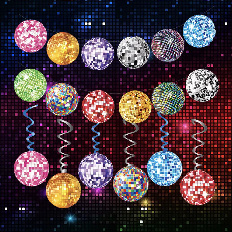 XMSJ Musik Disco Party Banner Girlande als hängende Wirbel Dekoration in Multicolor für Retro 80er und 90er Hip Hop Partys - Bild 2