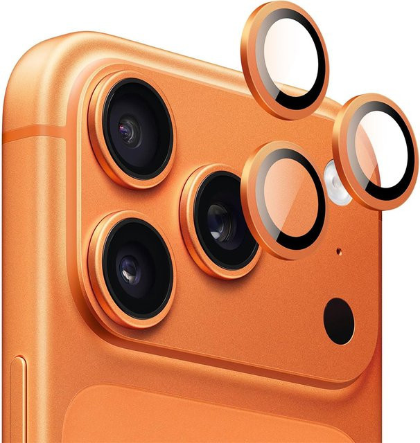 NYFundas Kameraobjektivschutz aus Metallglas in Cosmic Orange für iPhone 17 Pro Max, 16 Plus, 15, 14, 13 und Mini - Bild 1