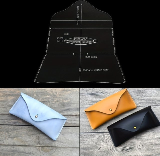 2 Stück DIY Acryl-Schablonen für Brillen-Taschen und Lederhandwerk in Grau - Bild 1