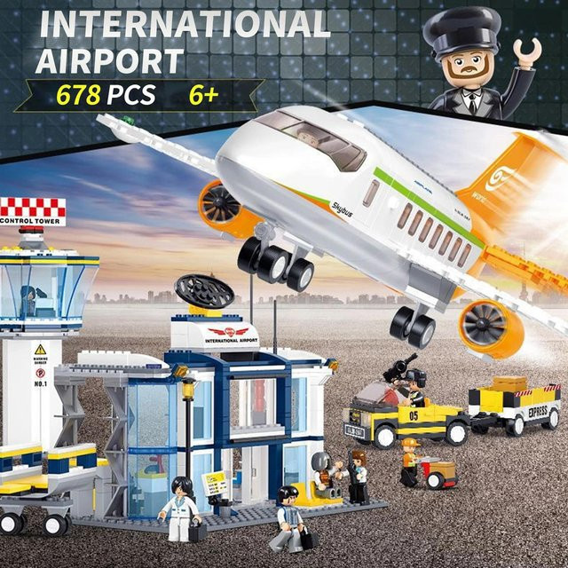 Goodluckygirl Internationaler Flughafen Passagierflugzeug Bausteine 678-teiliges Set - Bild 1