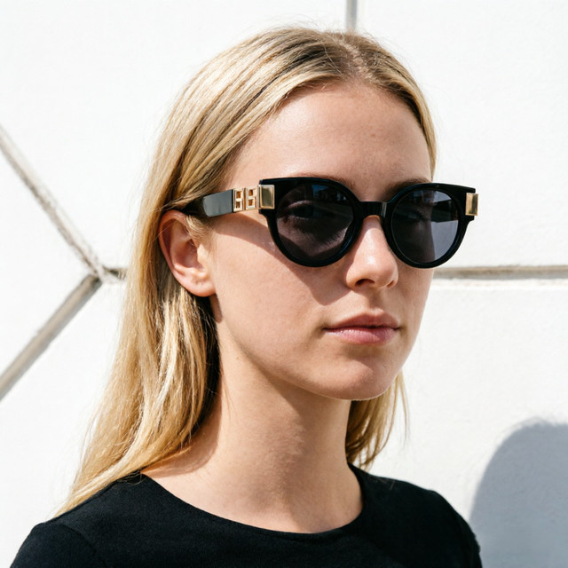 TWOOO Sonnenbrille Cat-Eye, Vollrand, Metall, Damen, gold, black - Bild 1