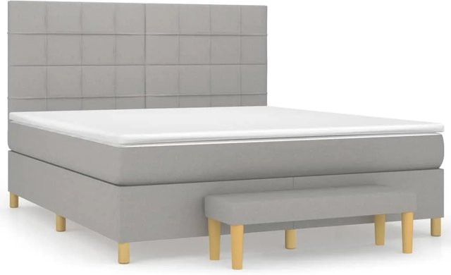 vidaXL Boxspringbett Hybrid mit Matratze und Taschenfederkern in Hellgrau und Weiß, B/T/H: 180 x 200 x 118 cm - Bild 1