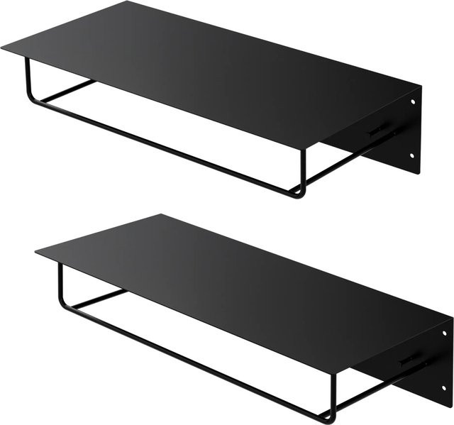 ML-Design 2er Set Wandgarderobe mit Kleiderstange und Hakenleiste in Schwarz, B/T/H: 60 x 30 x 15 cm - Bild 2