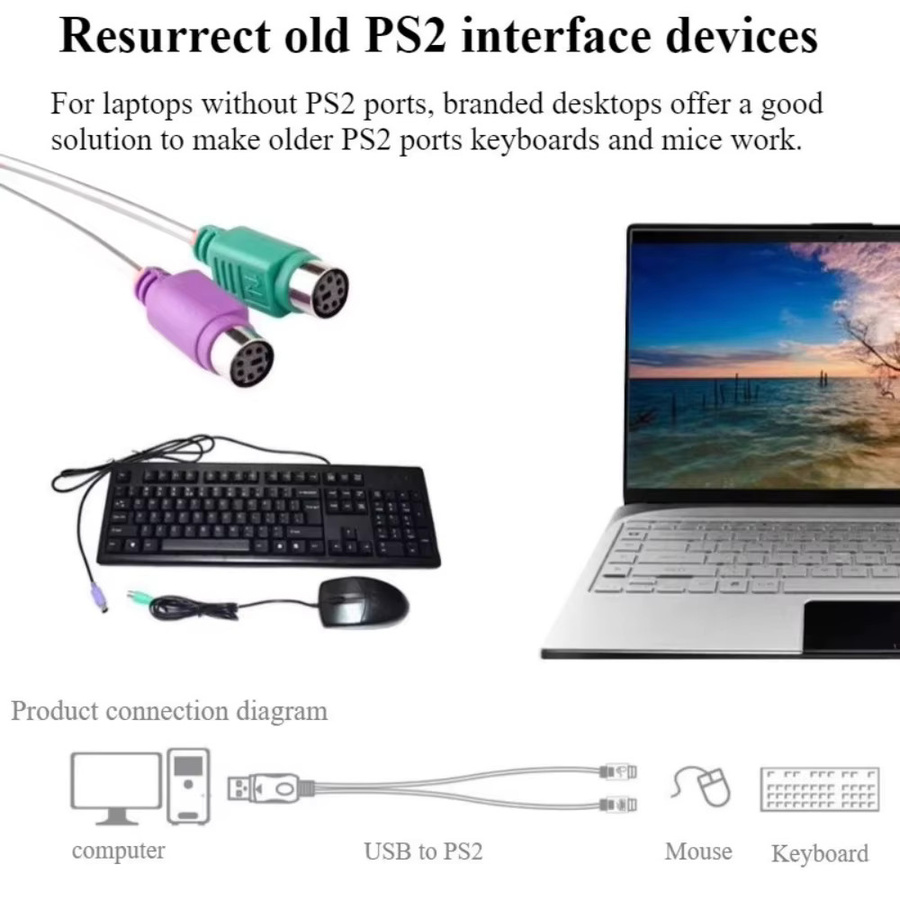 WALKESEN USB auf PS/2 Konverter Adapter für Tastatur und Maus - Bild 2