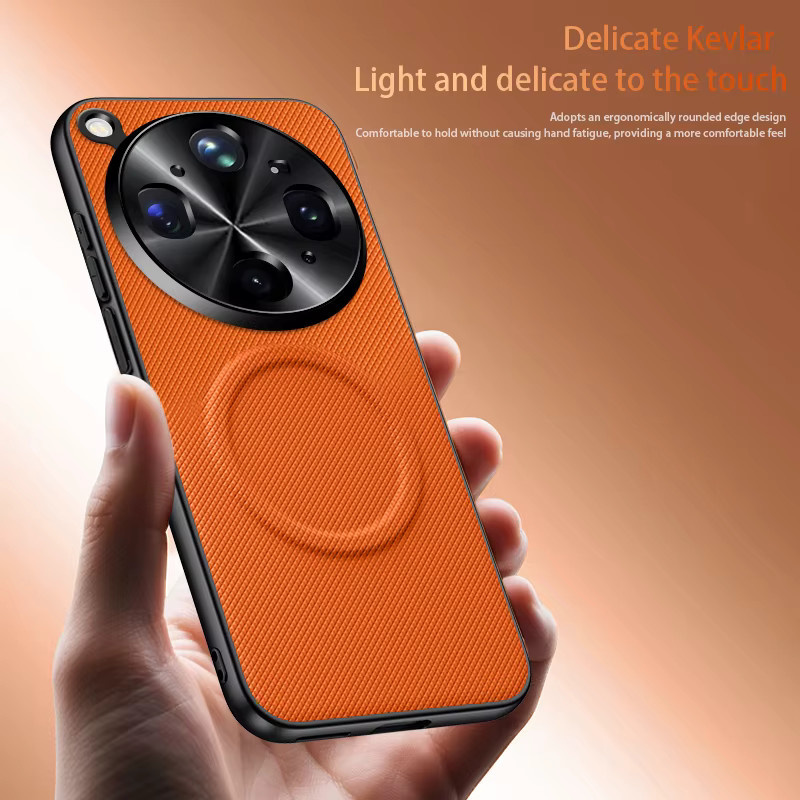 MagSafe Magnetische Schutzhülle mit Kevlar-Textur für OPPO Find X9 Ultra X9s X9Pro X8 Pro X8 in Orange, Kratzfeste Hülle mit Objektivschutz - Bild 2