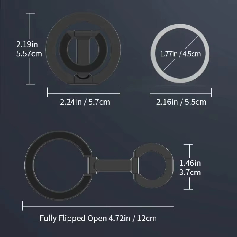 MagSafe Doppelseitiger Magnetischer Ring Telefonhalter Tragbare Faltbare Handyhalterung und Grip für Auto und Alltag in Schwarz oder Weiß - Bild 2