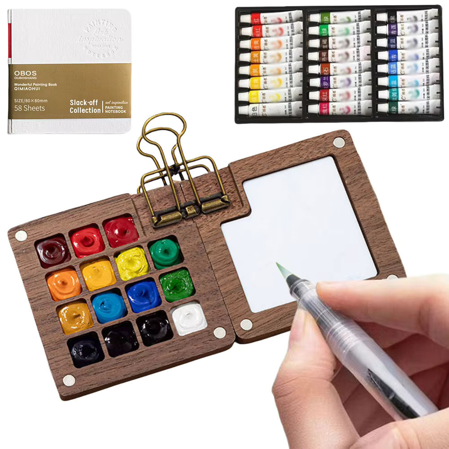 Tragbare Mini-Aquarellbox mit 8/15 Fächern als Reise-Malpalette in Multicolour - Bild 4