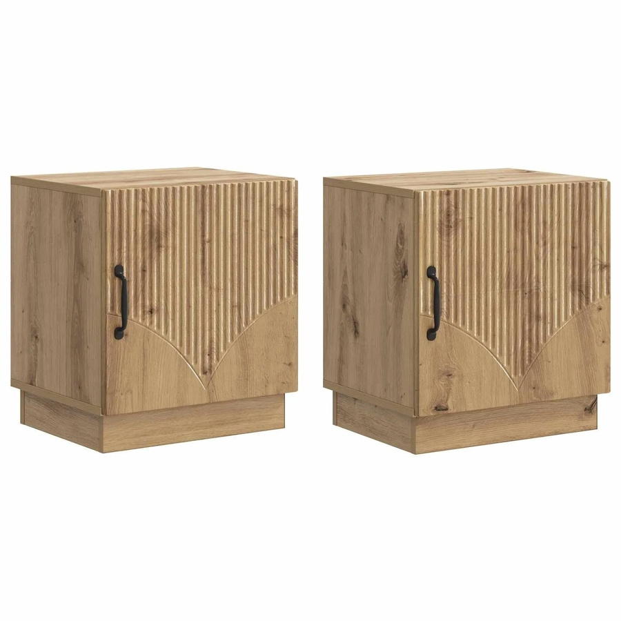 vidaXL Nachttisch 2er Set im Vintage Design aus Eiche, Farbe Braun, B/T/H: 43 x 34,5 x 47 cm - Bild 2