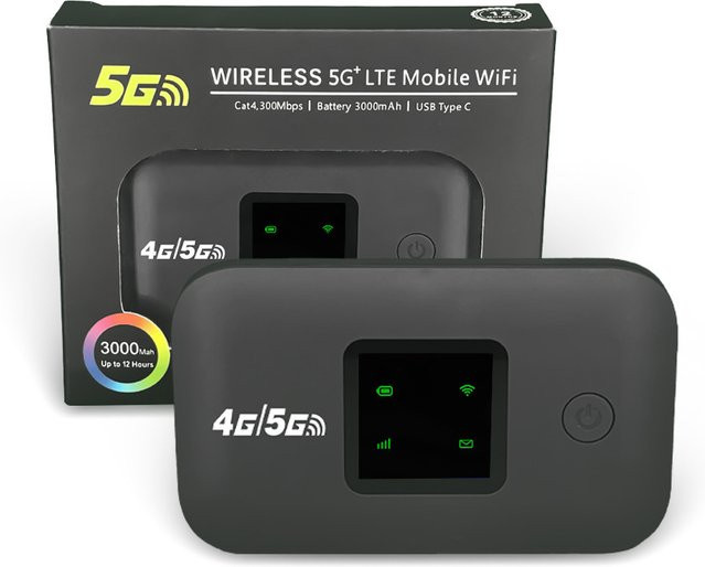 Generic Tragbarer 4G LTE Mobile WiFi Router Grau mit Farbdisplay, 3000mAh Akku, SIM Hotspot und USB-C Anschluss - Bild 1