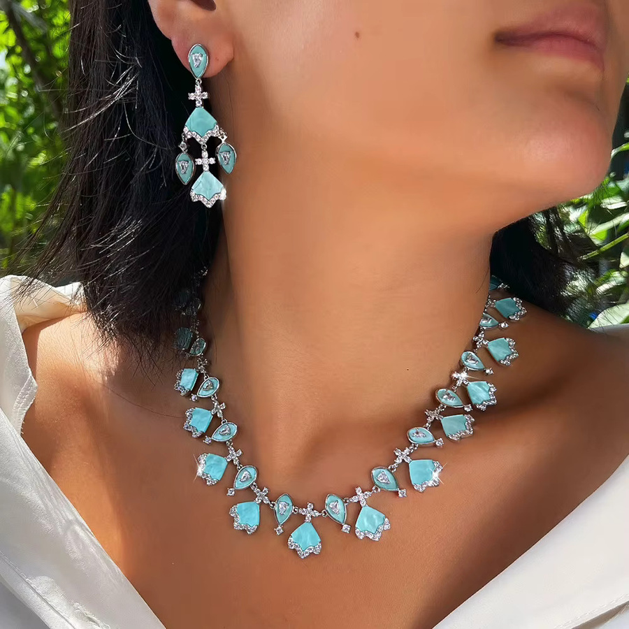 Pera Halskettenset Silber, blaues Emaille-Muscheldesign, Zirkonia, Damen - Bild 2