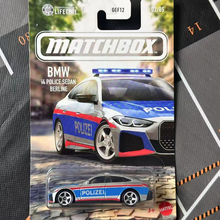 Matchbox Austin Healey BMW I4 Polizei Limousine, Spielzeug Fahrzeug, 1:64, ab 3 Jahre - Bild 1