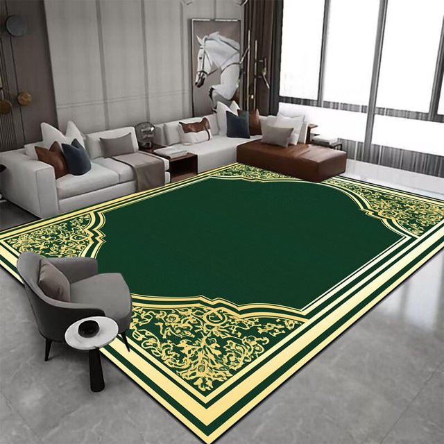 Luxuriöser Flanell-Teppich von Wucifang Jewelry in Grün, modern und geometrisch, rutschfest und waschbar, B/T: 200 x 300 cm - Bild 1