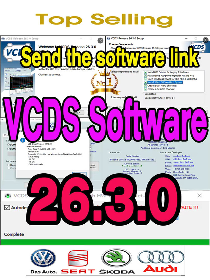 VCDS 26.3 Update-Software für VAG-COM OBD2 Scanner HEX V2 USB für VW Audi Skoda Seat - Bild 1