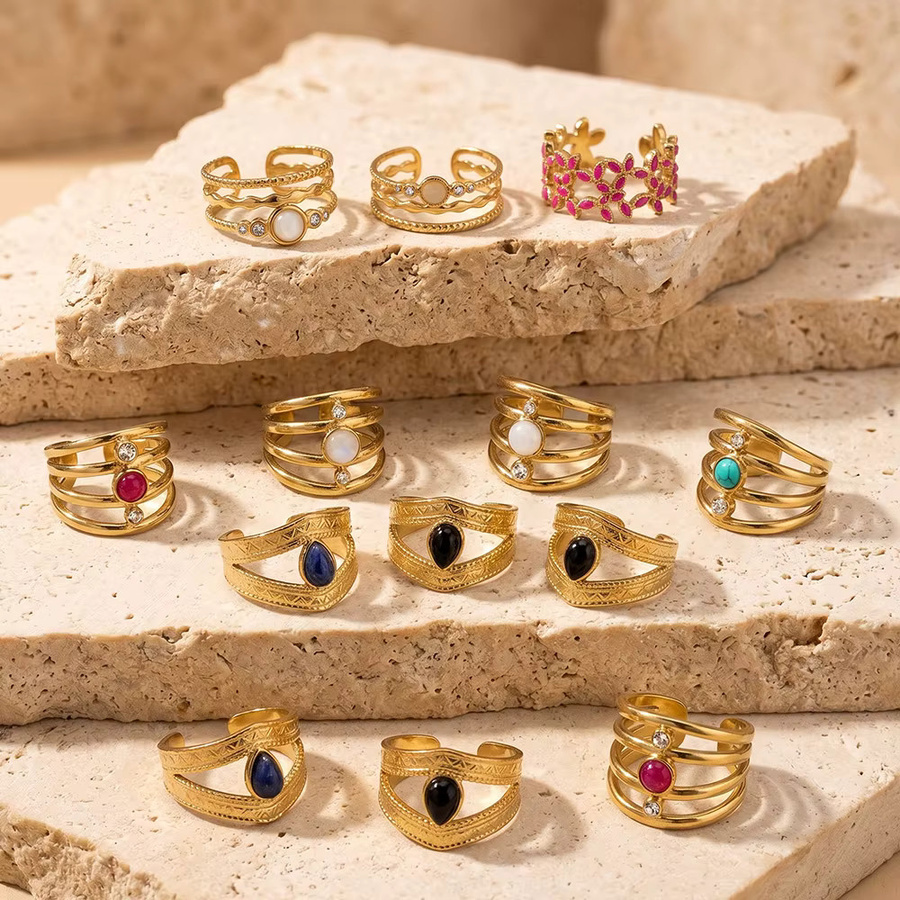 Aiovlo Edelstahlring, Gold, Kristall, Damen - Bild 1