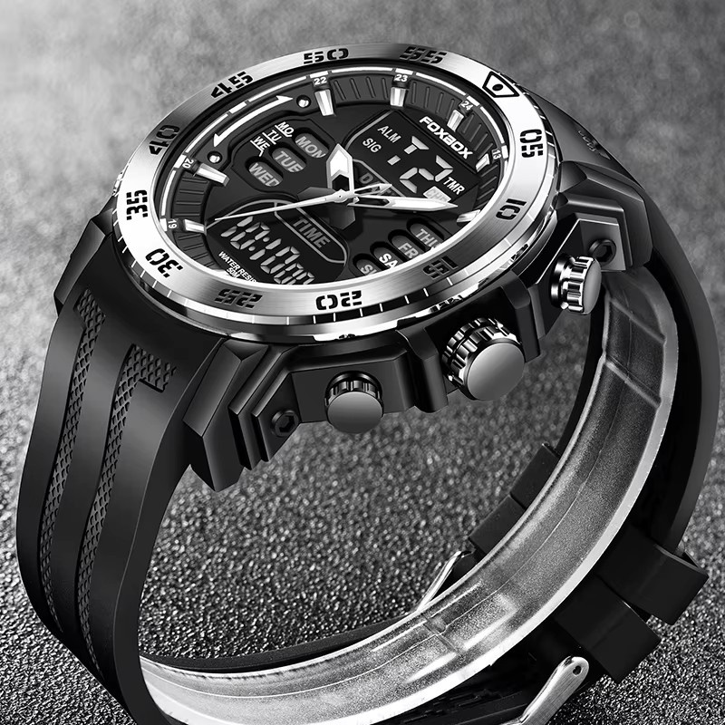 George Foxbox Armbanduhr, Quarz, Analog-Digital, Kunststoff, Edelstahl, Schwarz, Herren - Bild 3