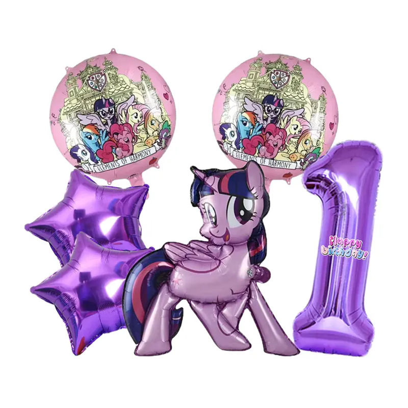 6 Stück My Little Pony Folienballons für Kindergeburtstage und Kindertag, mehrfarbig, Hintergrund-Dekoration aus Kunststoff - Bild 2