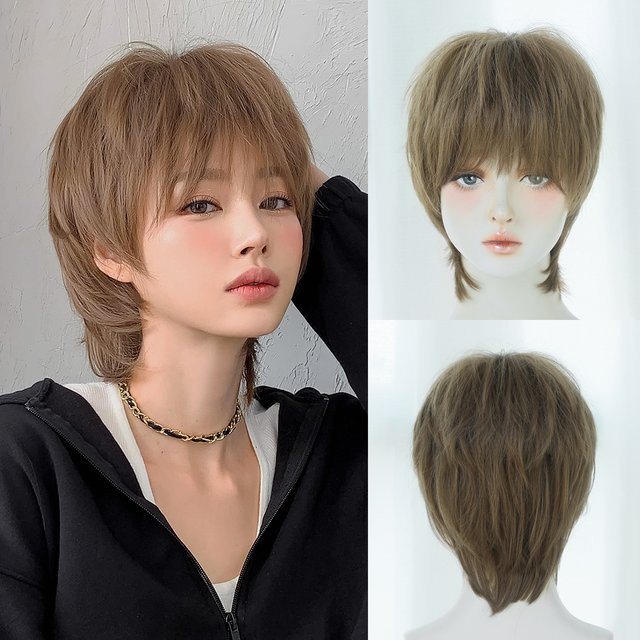 7JHH WIGS Perücke, Bob-Perücke, honigbraun, kurz, glatt, Damen - Bild 1