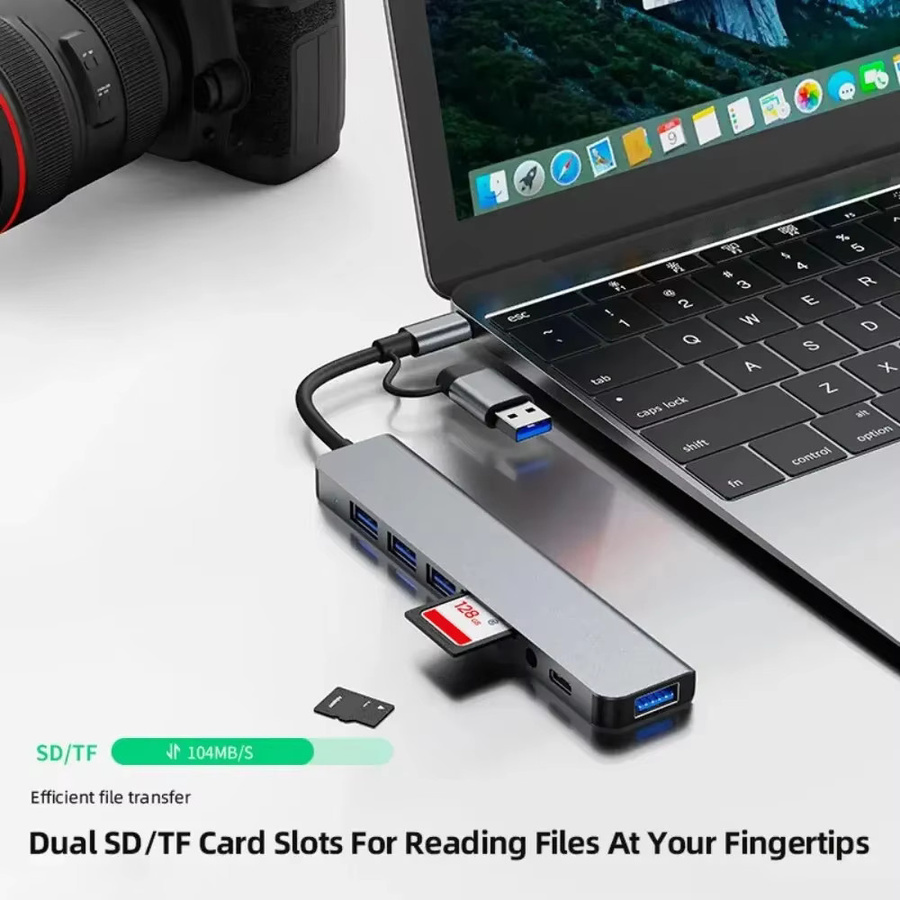 FEIWIMI USB C Hub Dockingstation mit 5 Gbit/s Übertragungsrate und USB 3.0 OTG Adapter für Laptop und MacBook - Bild 6